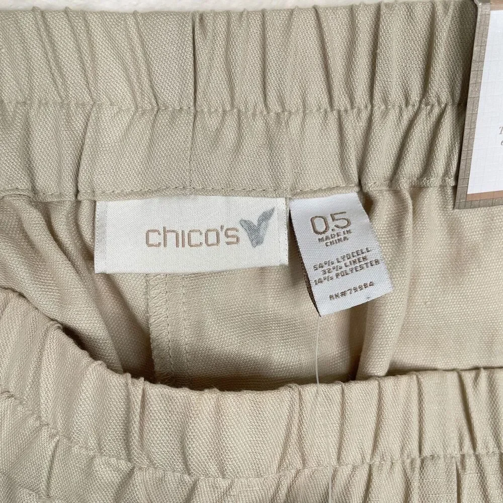 Chico's Ultimate Fit Pants Linen Blend Womens 0.5 Small 6 Regular Beige New - Picture 5 of 10